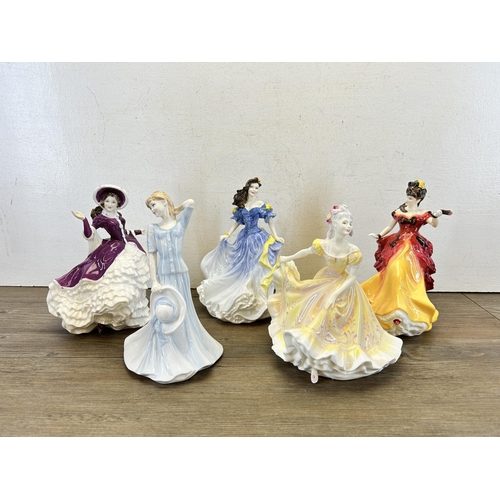 379 - Five Royal Doulton figurines, Classics Chelsea Katie - HN 4323, Figure Of The Year 1998 Rebecca - HN... 