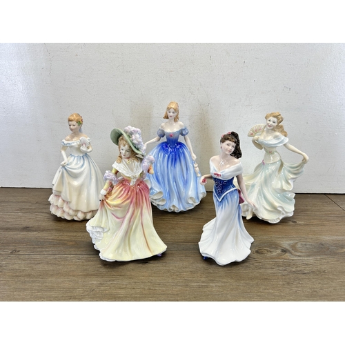 380 - Five Royal Doulton figurines, Katie - HN 3560, For You - HN 3754, Millennium Celebration - HN 4021, ... 