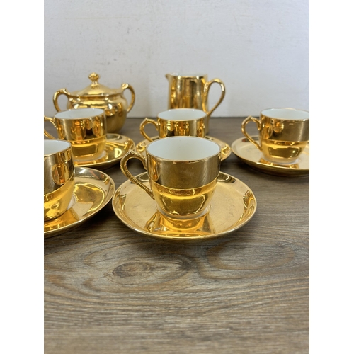 388 - A French Pillivuyt Gold Lustre fourteen-piece coffee set