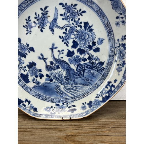 395 - Four 18th/19th century Chinese blue and white porcelain chargers and plates - largest approx. 29cm d... 