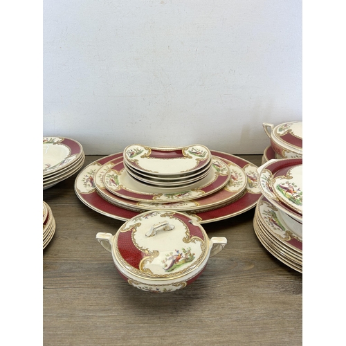 397 - A collection of Myotts Chelsea Bird pattern dinnerware by A. Robert