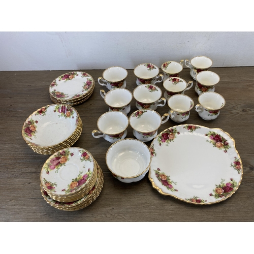 351 - A collection of Royal Albert Old Country Roses bone china to include coffee pot, six teacups and sau... 