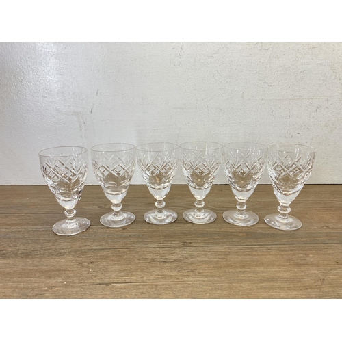 358 - A collection of cut glassware to include six Royal Doulton sherry glasses etc.