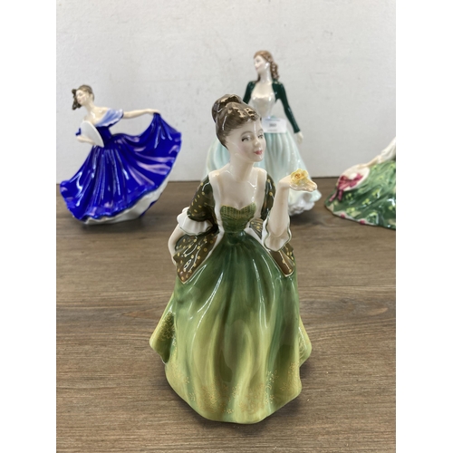 360 - Four Royal Doulton figurines, Elyse - HN 2474, Fleur - HN 2368, Elaine - HN 2791 and Classics Happy ... 