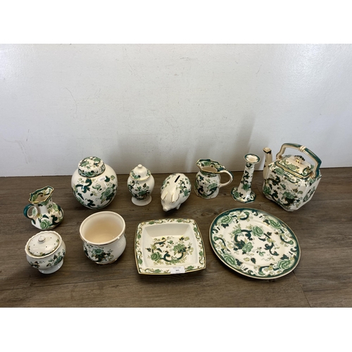 361 - A collection of Mason's Chartreuse pottery