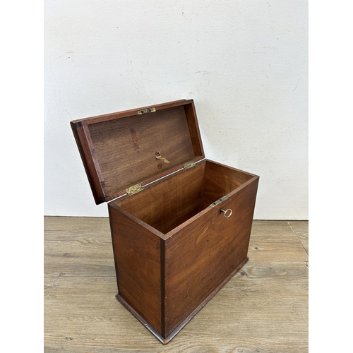 632 - A 19th century mahogany apothecary/storage box with brass handle - approx. 28cm high x 31cm wide x 1... 