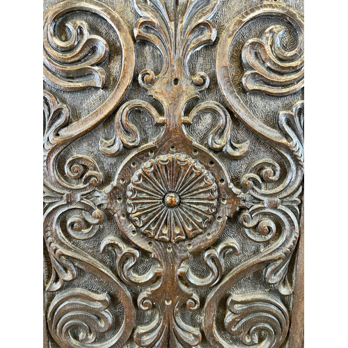 639 - A Georgian heavily carved oak spice cabinet - approx. 56m high x 43cm wide x 19cm deep