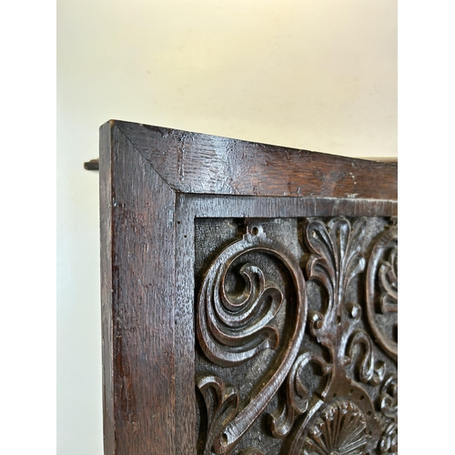 639 - A Georgian heavily carved oak spice cabinet - approx. 56m high x 43cm wide x 19cm deep