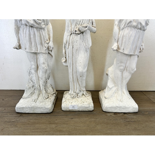 646 - Three Roman style resin statues - largest approx. 55cm high