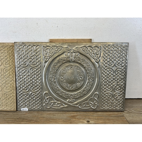 659 - Two mid 20th century Norse mythology wall plaques - approx. 25cm high x 40cm wide