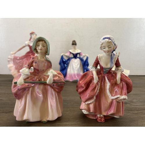 398 - Six Royal Doulton figurines, Bo-Peep - HN 1811, Goody Two Shoes - HN 2037, Figure Of The Month Octob... 