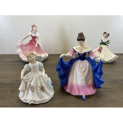 398 - Six Royal Doulton figurines, Bo-Peep - HN 1811, Goody Two Shoes - HN 2037, Figure Of The Month Octob... 