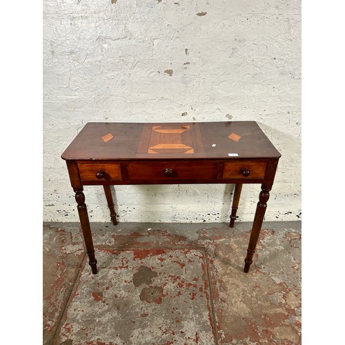 43 - A 19th century inlaid mahogany console table - approx. 75cm high x 91cm wide x 43cm deep