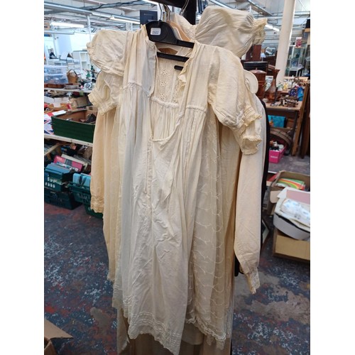 538A - Seven items of clothing, six Victorian floral embroidered under garments and one vintage Marldena ev... 