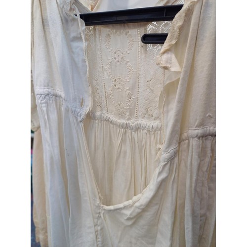 538A - Seven items of clothing, six Victorian floral embroidered under garments and one vintage Marldena ev... 