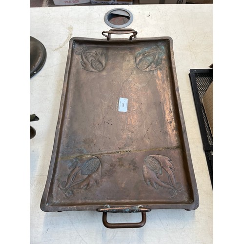 460 - Two Arts & Crafts copper twin handled trays to include Joseph Sankey & Sons etc.