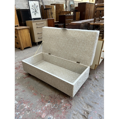 1A - An early 20th century fabric upholstered blanket box on castors - approx. 49cm high x 129cm wide x 6... 