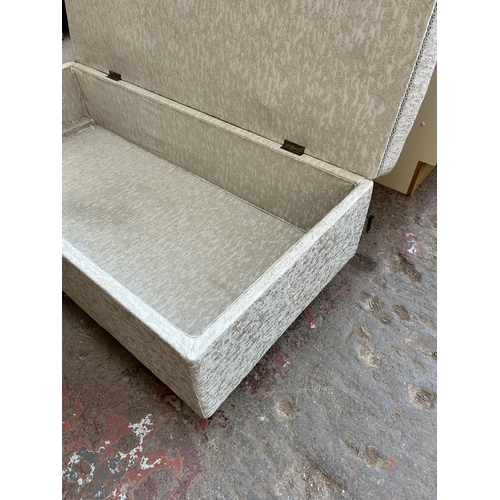 1A - An early 20th century fabric upholstered blanket box on castors - approx. 49cm high x 129cm wide x 6... 