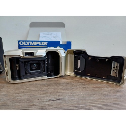 535 - A boxed and cased Olympus µ[mju:]-III 80 all-weather 35mm compact camera with instruction manual