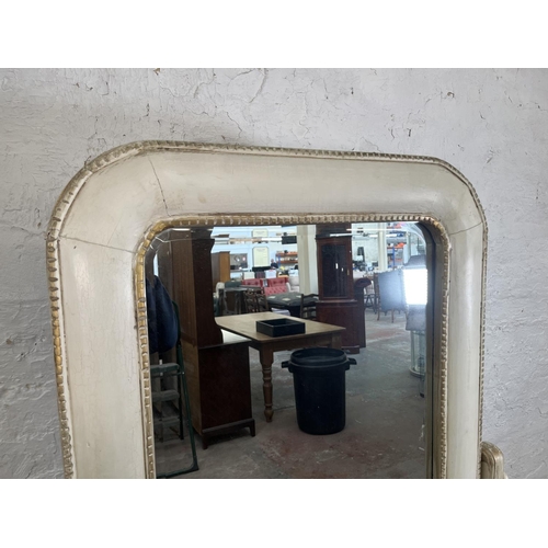 101 - A French style white painted bevelled edge cheval mirror - approx. 165cm high x 66cm wide