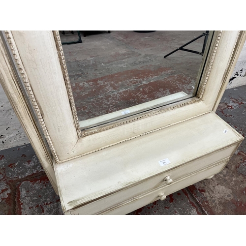 101 - A French style white painted bevelled edge cheval mirror - approx. 165cm high x 66cm wide