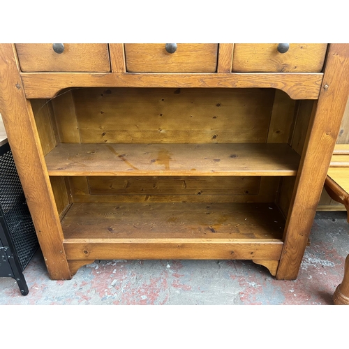 106 - A French Exigence oak two tier bookcase with three drawers - approx. 92cm high x 99cm wide x 31cm de... 