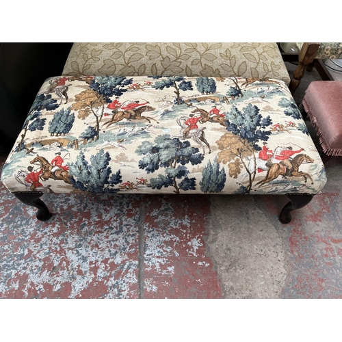 117 - Four fabric upholstered footstools