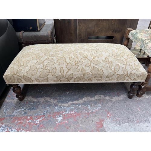 117 - Four fabric upholstered footstools