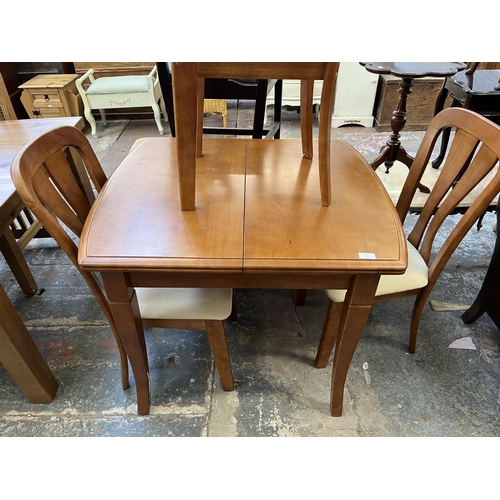 14 - A cherry wood extending dining table and four chairs - approx. 76cm high x 80cm wide x 90cm long not... 