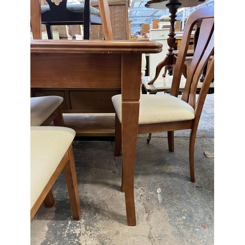 14 - A cherry wood extending dining table and four chairs - approx. 76cm high x 80cm wide x 90cm long not... 