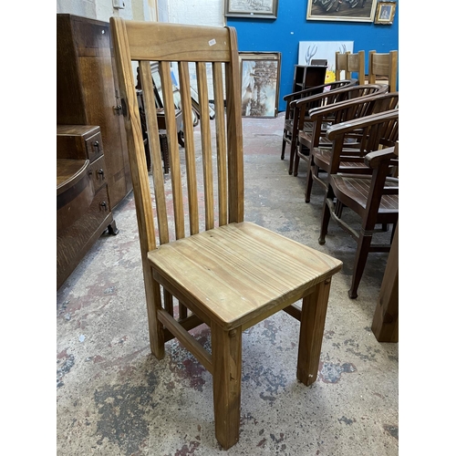 15 - A pine rectangular dining table and four chairs - approx. 75cm high x 100cm wide x 180cm long