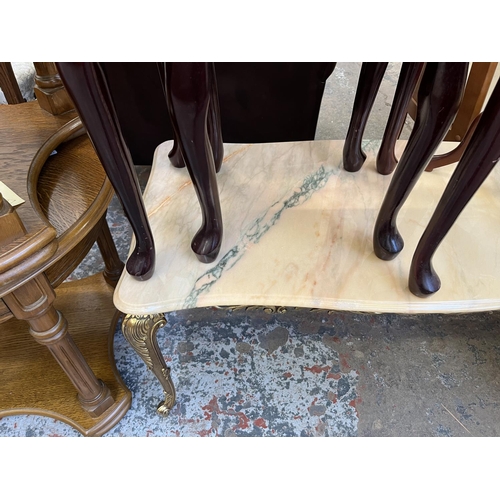 28 - Four occasional tables, Edwardian mahogany side table, 19th century style mahogany tripod wine table... 