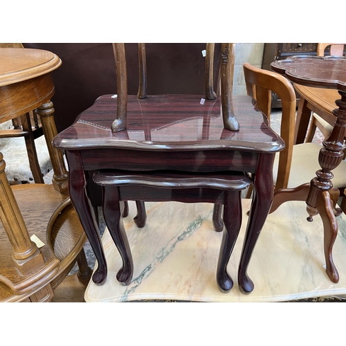 28 - Four occasional tables, Edwardian mahogany side table, 19th century style mahogany tripod wine table... 