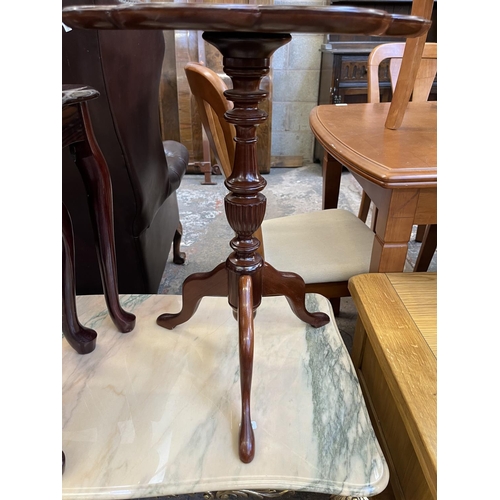 28 - Four occasional tables, Edwardian mahogany side table, 19th century style mahogany tripod wine table... 