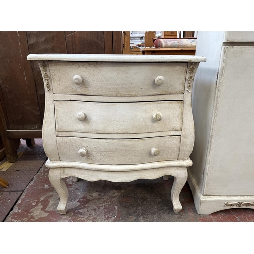 40 - Two pieces of French style white painted furniture, one bedside cabinet - approx. 90cm high x 38cm w... 