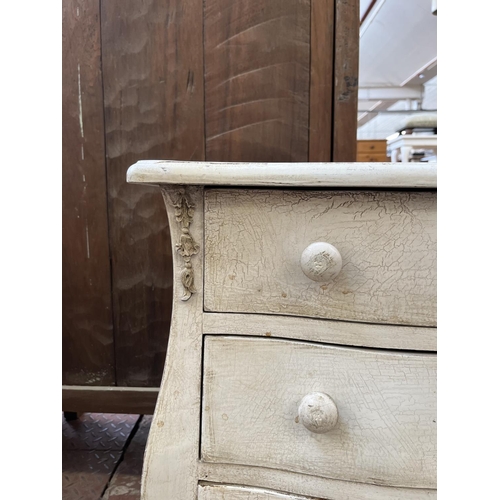 40 - Two pieces of French style white painted furniture, one bedside cabinet - approx. 90cm high x 38cm w... 