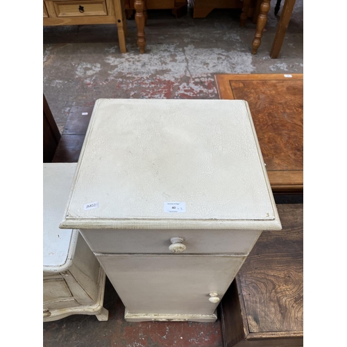 40 - Two pieces of French style white painted furniture, one bedside cabinet - approx. 90cm high x 38cm w... 