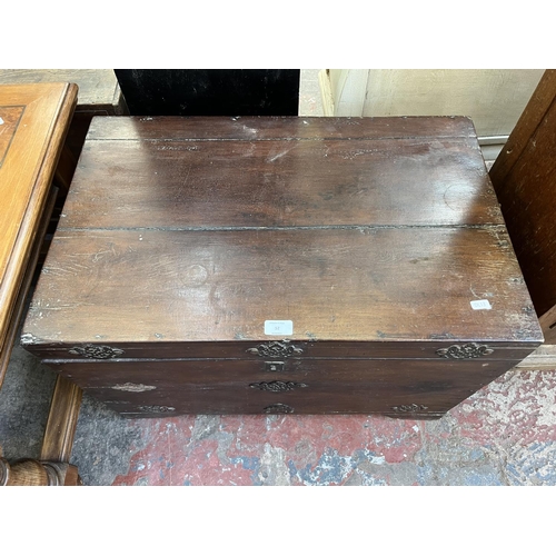 52 - An Indian hardwood blanket box - approx. 47cm high x 71cm wide x 46cm deep