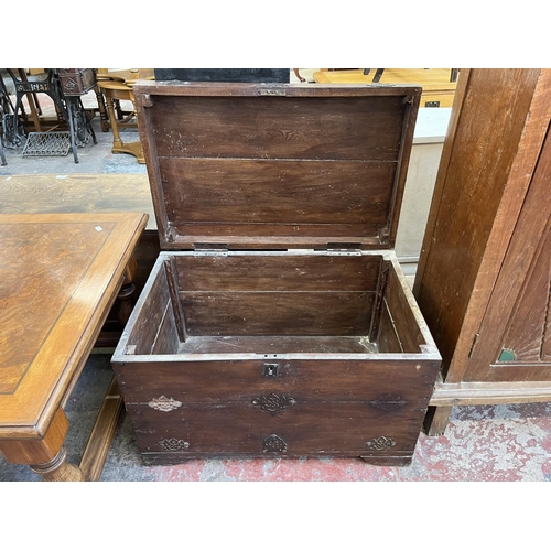 52 - An Indian hardwood blanket box - approx. 47cm high x 71cm wide x 46cm deep