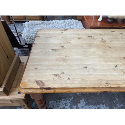 68 - A Victorian style pine farmhouse dining table - approx. 75cm high x 78cm wide x 121cm long