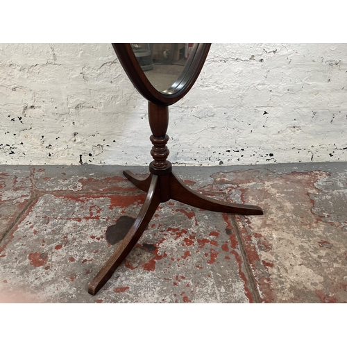 76 - A 19th century style mahogany framed tripod pedestal cheval mirror - approx. 162cm high x 42cm wide