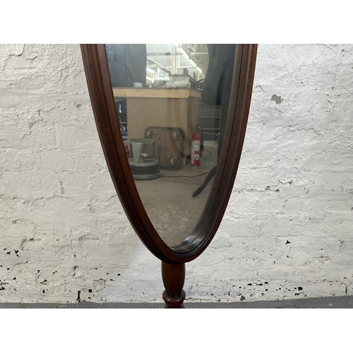 76 - A 19th century style mahogany framed tripod pedestal cheval mirror - approx. 162cm high x 42cm wide