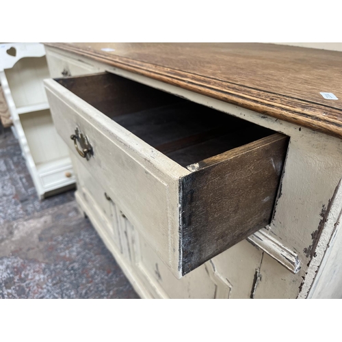 77 - A mid 20th century upcycled oak dresser - approx. 196cm high x 125cm wide x 48cm deep