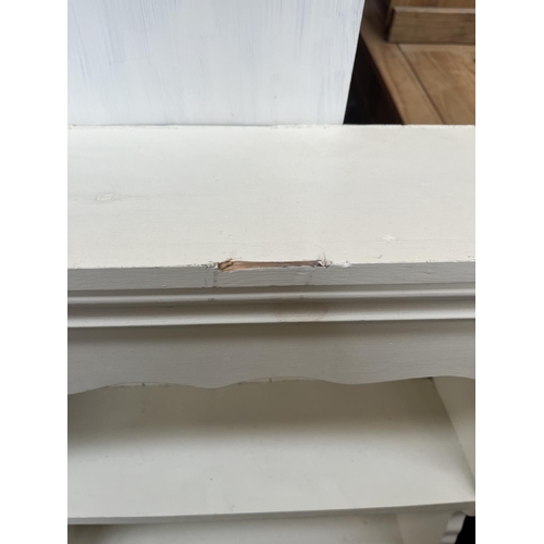 78 - Fourteen pieces of house clearance furniture to include white painted pine wall mountable two tier p... 