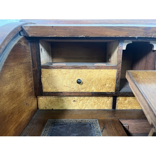 78A - A Victorian mahogany roll top writing desk with two drawers, galleried top and turned supports - app... 