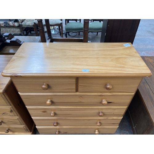 82 - A pine chest of drawers - approx. 90cm high x 84cm wide x 37cm deep