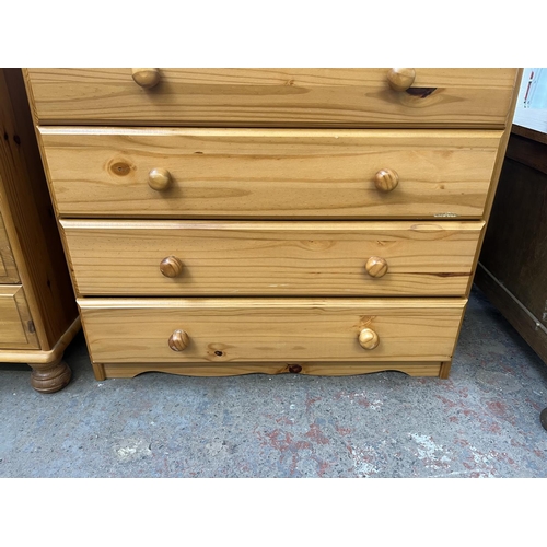 82 - A pine chest of drawers - approx. 90cm high x 84cm wide x 37cm deep