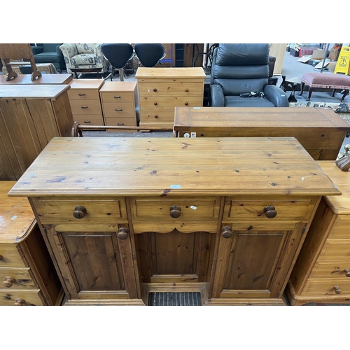 90 - A Victorian style pine sideboard - approx. 90cm high x 130cm wide x 46cm deep