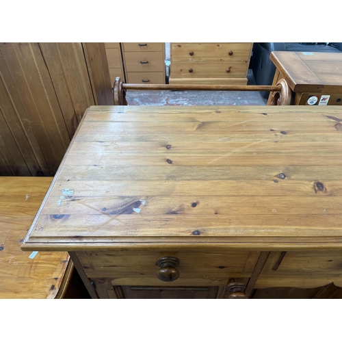 90 - A Victorian style pine sideboard - approx. 90cm high x 130cm wide x 46cm deep