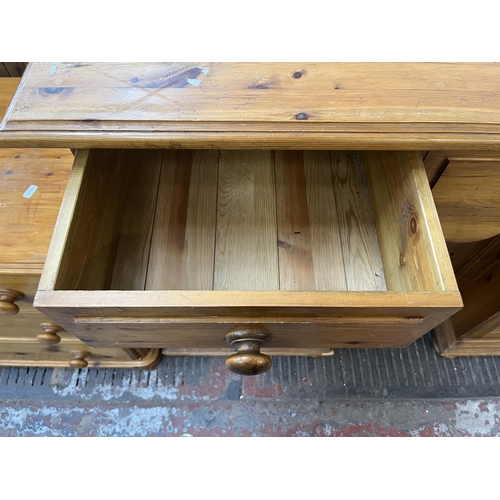 90 - A Victorian style pine sideboard - approx. 90cm high x 130cm wide x 46cm deep